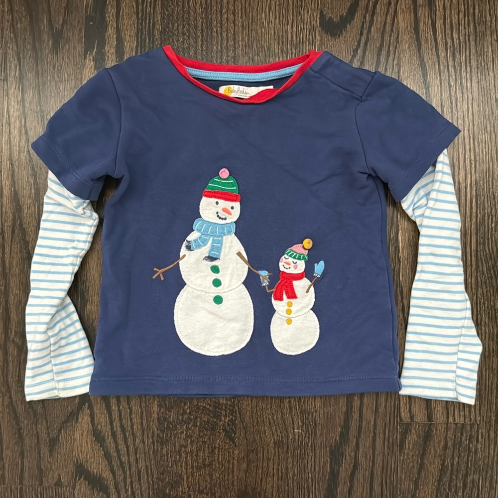 Baby boden long sleeve snowman shirt 2-3y